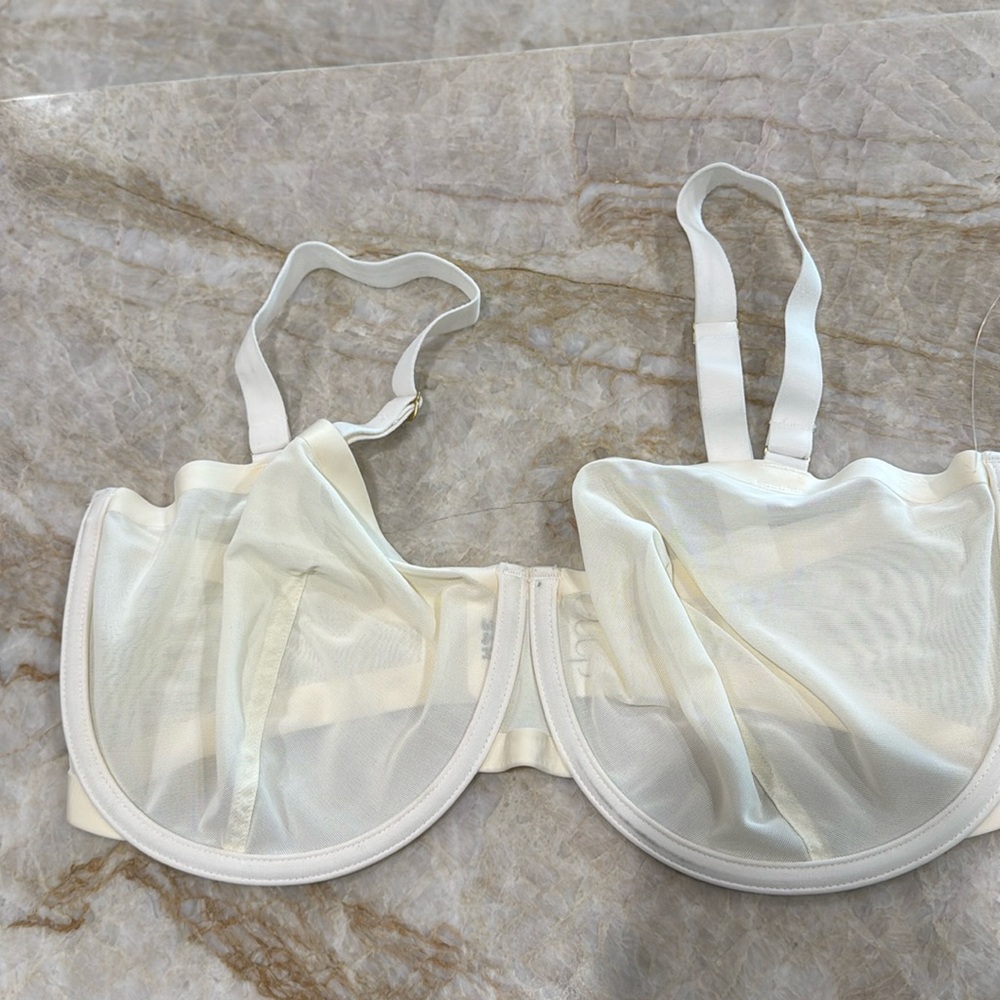 NWOT CUUP The‎ Balconette-Mesh Bra Off White
